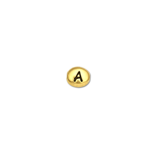 Pack of 2 - Alphabet Beads Letter A - Antique Gold