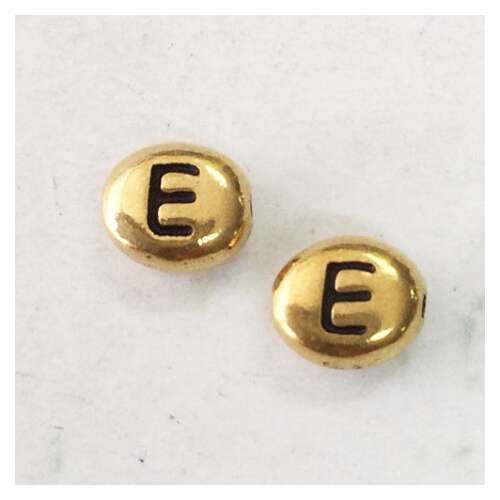 Pack of 2 - Alphabet Beads Letter E - Antique Gold