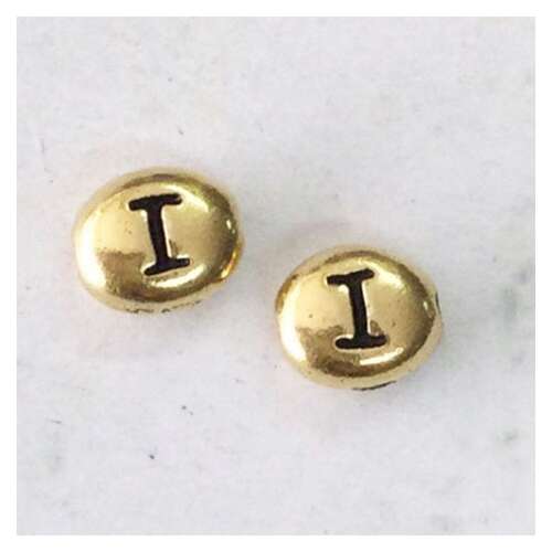 Pack of 2 - Alphabet Beads Letter I - Antique Gold