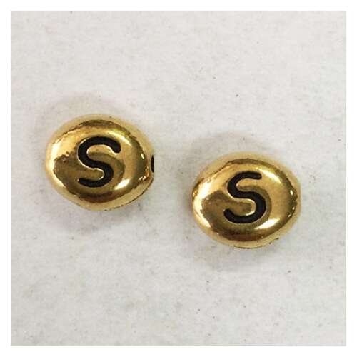 Pack of 2 - Alphabet Beads Letter T - Antique Gold