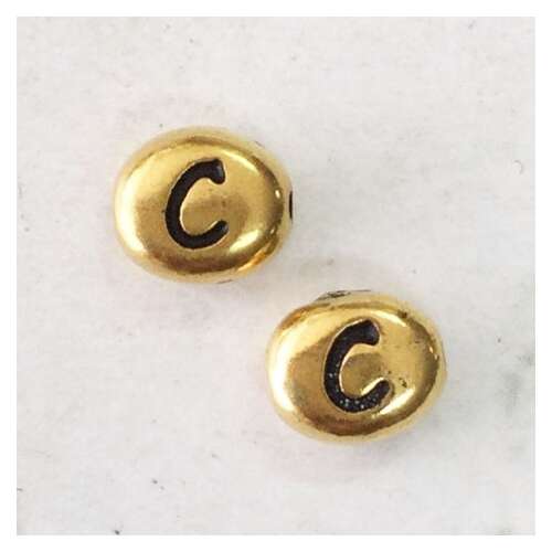 Pack of 2 - Alphabet Beads Letter C - Antique Gold