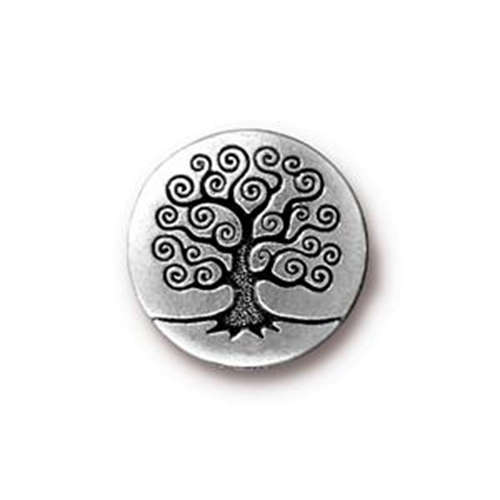 Pack of 1 - Tree of Life Button - Antique Silver