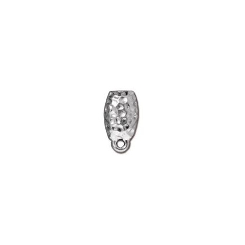 Pack of 1 Pair - Hammertone Post Earrings - Pair - Bright Rhodium