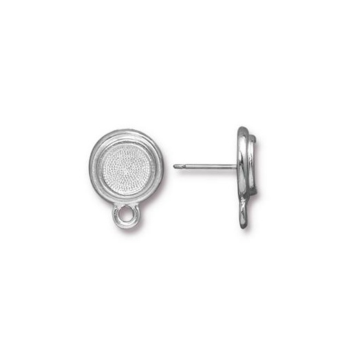 Pack of 1 Pair - SS34 Stepped Bezel Post Earrings - Bright Rhodium