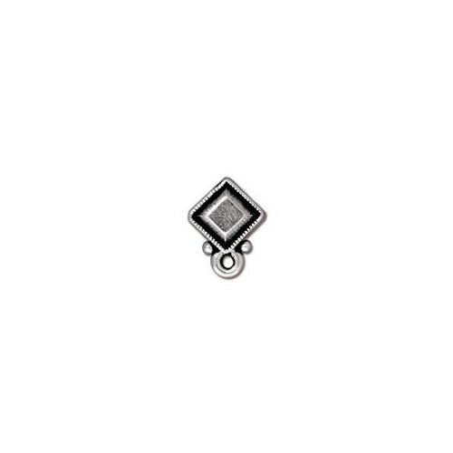 Pack of 1 Pair - Faceted Diamond Post Earrings - Antique Silver