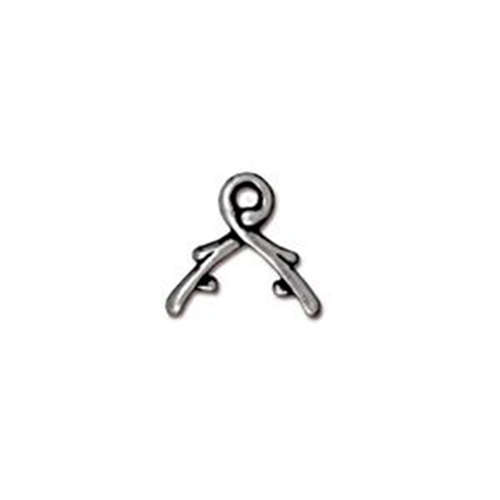 *Pack of 3 - 6mm Vine Briolette Bail - Antique Silver with bonus Swarovski crystal