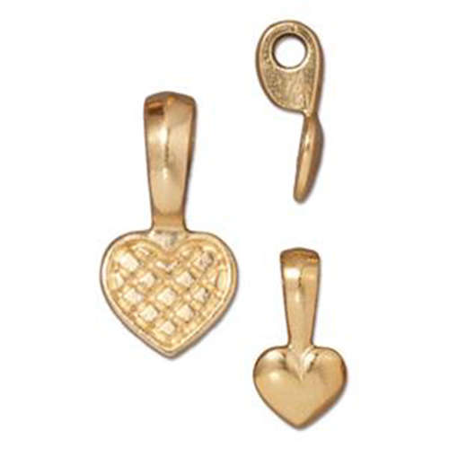 *Pack of 2 - Bail with Heart Glue Pad - Bright Gold