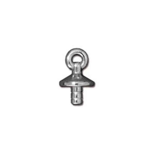 Pack of 2 - Basic Bead Cap with Loop - Glue In - Bright Rhodium