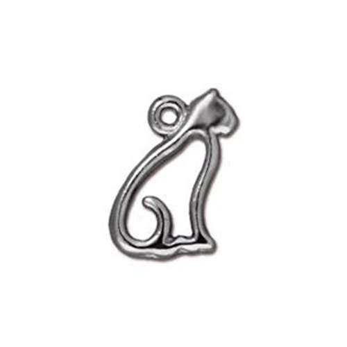 Pack of 2 - Open Cat Charm - Bright Rhodium