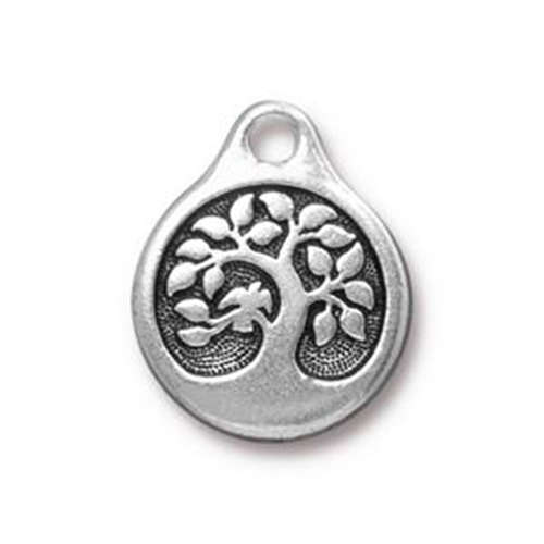 Pack of 2 - Bird in a Tree Charm - Antique Silver