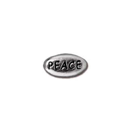 *Pack of 2 - Word Bead - Peace - Antique Rhodium