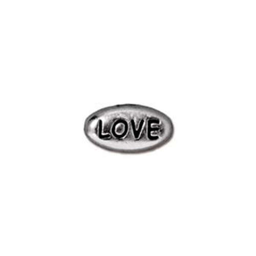 *Pack of 3 - Word Bead - Love - Antique Rhodium