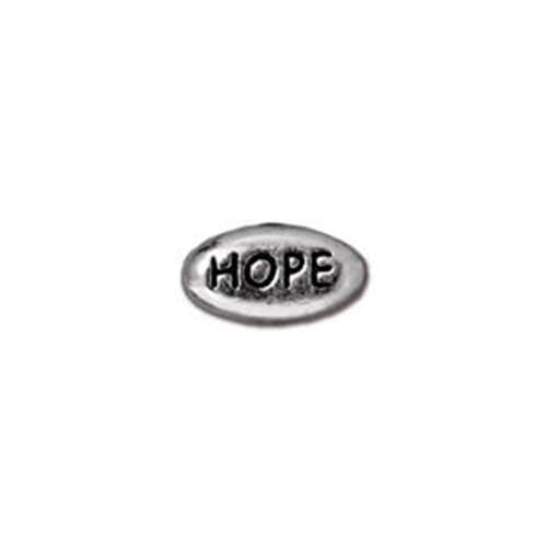 Pack of 2 - Word Bead - Hope - Antique Rhodium