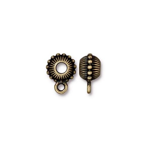 Pack of 4 - Beaded Crown Euro Bead - Brass Oxide