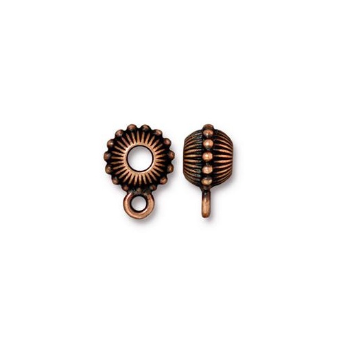 Pack of 4 - Beaded Crown Euro Bead - Antique Copper