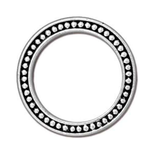 Pack of 2 - 1" Beaded Ring - Antique Silver