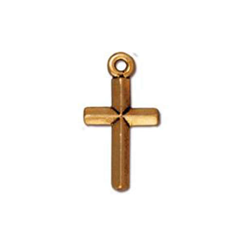 *Pack of 1 - Classic Cross Charm - Antique Gold