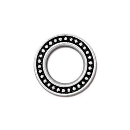 *Pack of 1 - 5/8" Beaded Ring - Antique Silver