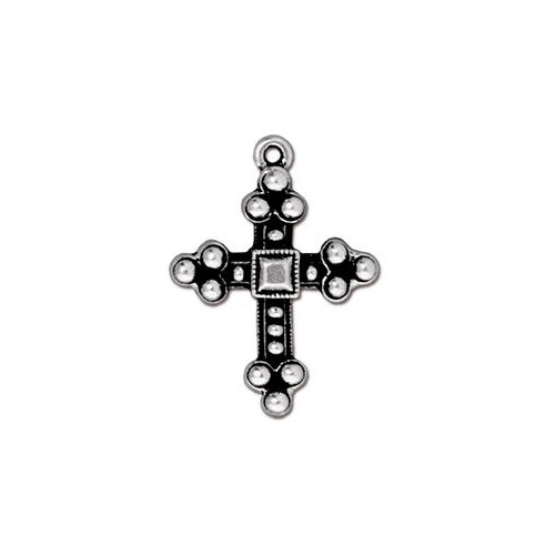 *Pack of 1 - Byzantine Cross Drop - Antique Silver