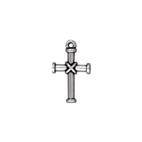 Pack of 2 - Wrapped Cross Drop - Antique Silver