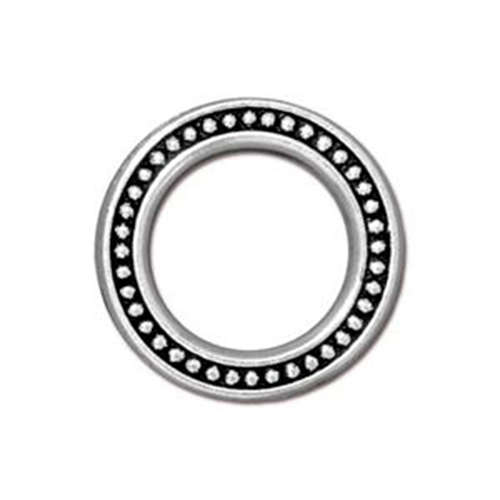*Pack of 1 - 3/4" Beaded Ring - Antique Silver