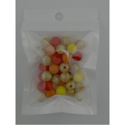 Pack of 24 - 9mm Silicone Round Beads - Oranges and Yellows