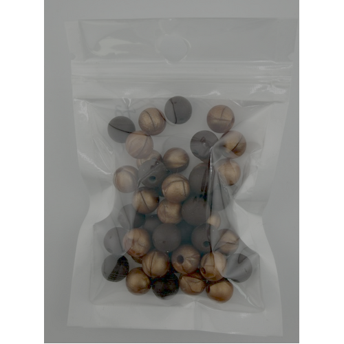 Pack of 43 - 9mm Silicone Round Beads - Browns