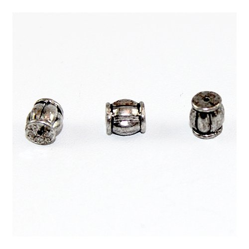 Pack of 6 - Striped Barrel Spacer Bead - Antique Silver