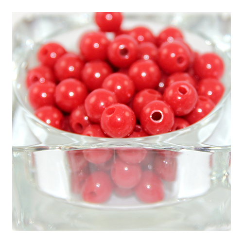 Pack of 50 - 10mm Opaque Acrylic Round Bead - Red