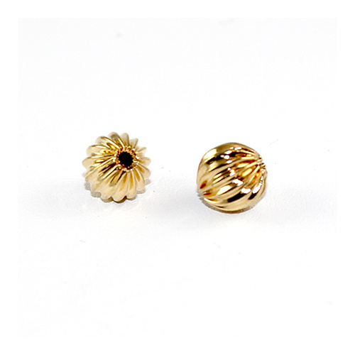 *Pack of 10 - 8mm Round Corrugated Bead - Gold