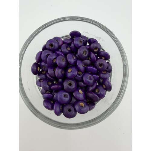*Pack of 87 - 9.5mm x 4.5mm Dyed Abacus Wood Beads - Purple