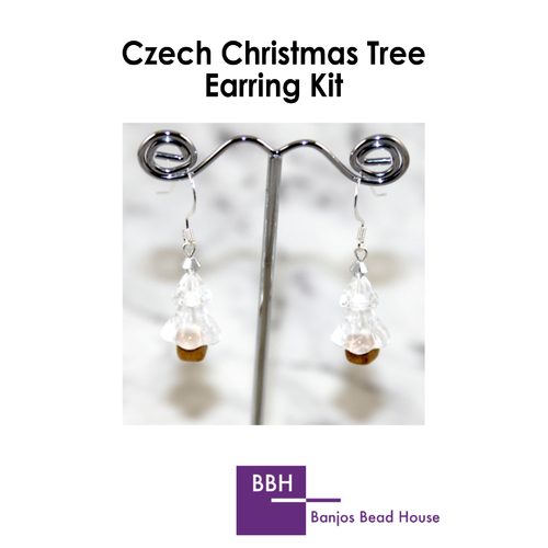*Earring Kit - Czech Christmas Tree - Crystal - Silver Findings