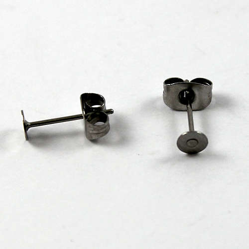 Pack of 10 pairs - 4mm Flat Pad Stud Earring - Pair - Stainless Steel