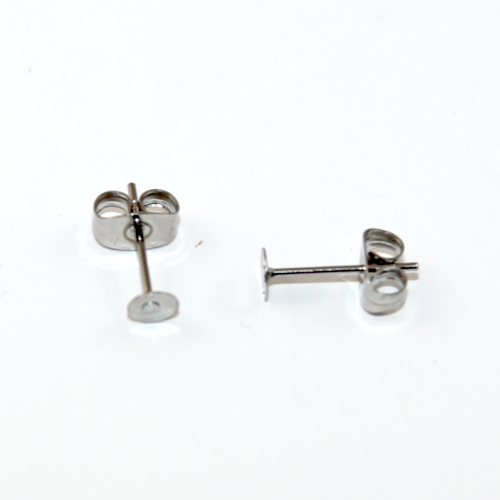 Pack of 10 pairs - 4mm Flat Back Stud with Butterfly Back - Pair - 316 Surgical Steel