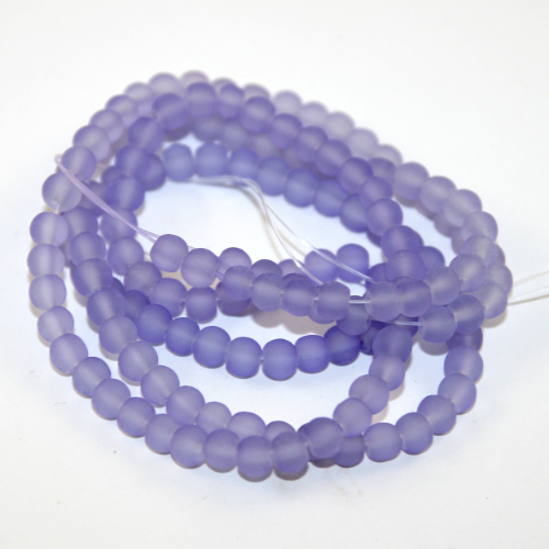 1 strand - 6mm Frosted Glass Beads - 78cm Strand - Dark Lavender