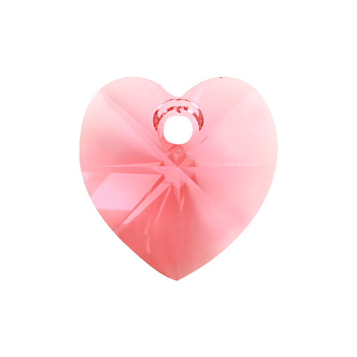 Pack of 6 - 6228 - 10.3mm x 10mm - Indian Pink (289) - Xilion Heart Crystal Pendant