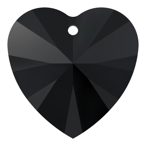 Pack of 2 - 6228 - 18mm x 17.5mm - Jet (280) - Xilion Heart Crystal Pendant 