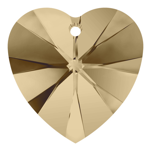 Pack of 2 - 6228 - 18mm x 17.5mm - Crystal Golden Shadow (001 GSHA) - Xilion Heart Crystal Pendant 