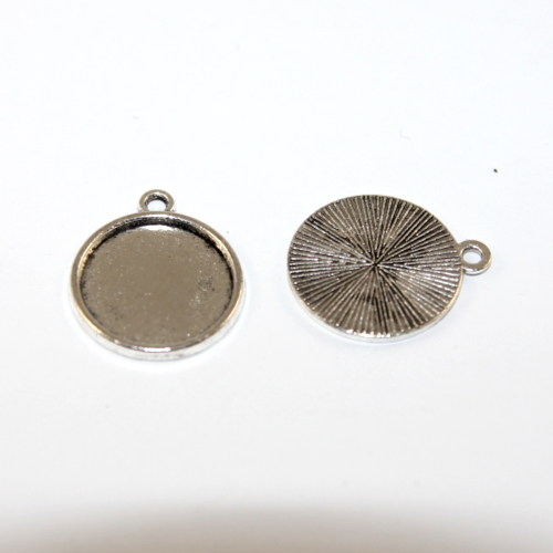 Pack of 24 - 16mm Round Cabochon Pendant Setting –  Platinum