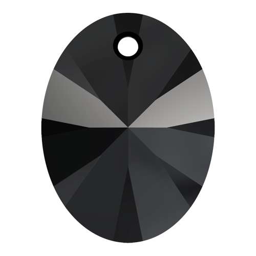 Pack of 2 - 6028 - 18mm - Jet (280) - Xilion Oval Crystal Pendant - Loose Crystal