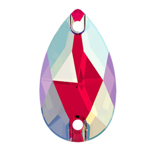 Pack of 12 - 3230 - 12mm x 7mm - Light Siam Shimmer F (227 SHIM) - Pear Drop Sew-On Crystal