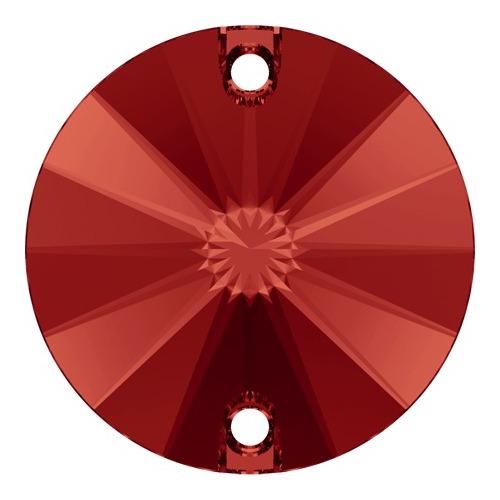 Pack of 10 - 3200 - 12mm - Light Siam F (227) - Two Hole Rivoli Sew-On Crystal