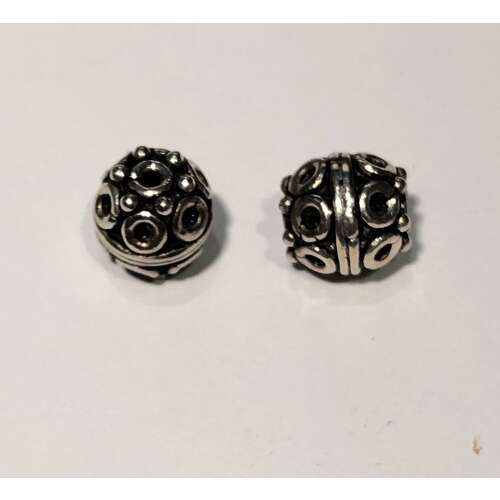 Pack of 2 - Sterling Silver Patterned Beads