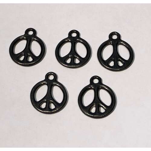 *Pack of 5 - Peace 5/8" Drop Pendant- Black