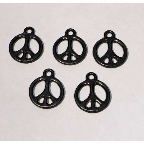 Pack of 5 - Peace 5/8" Drop Pendant- Black