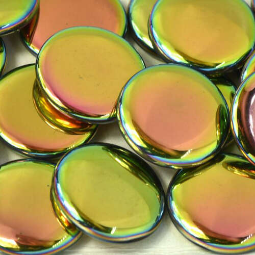 14mm Low Profile Czech Glass Cabochon - Crystal-Vitrail Full - 00030-28100