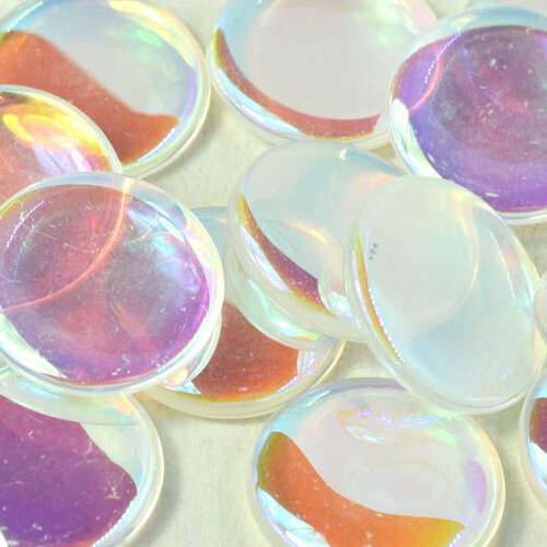 14mm Low Profile Czech Glass Cabochon - Crystal-Full AB - 00030-28703