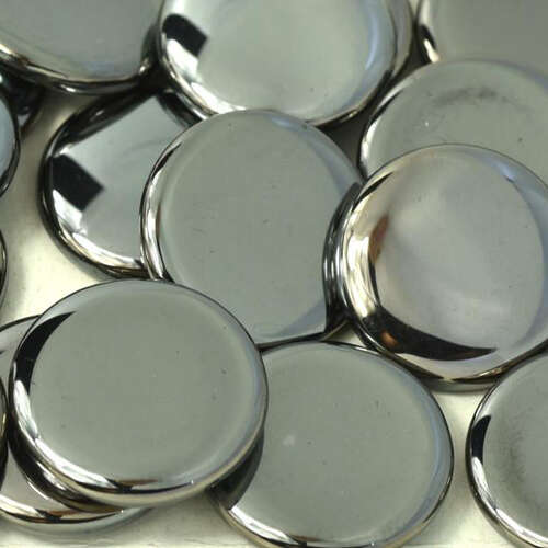 18mm Low Profile Czech Glass Cabochon - Jet-Full Chrome - 23980-27400