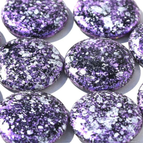 18mm Low Profile Czech Glass Cabochon - Jet-Tweedy Violet - 23980-45710