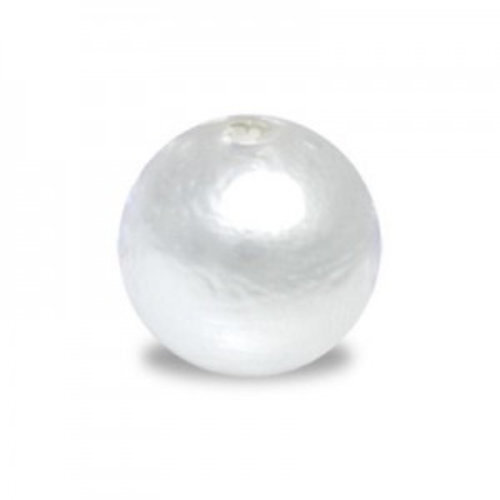 14mm Round Cotton Pearl - White